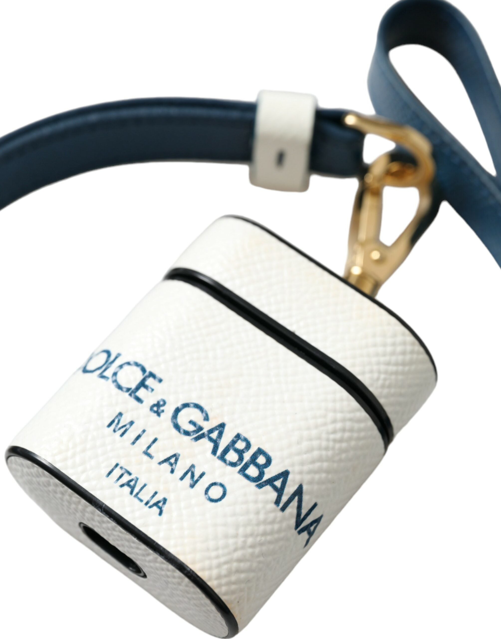 Dolce &amp; Gabbana Chic Leather Airpods Case in Blue &amp; White