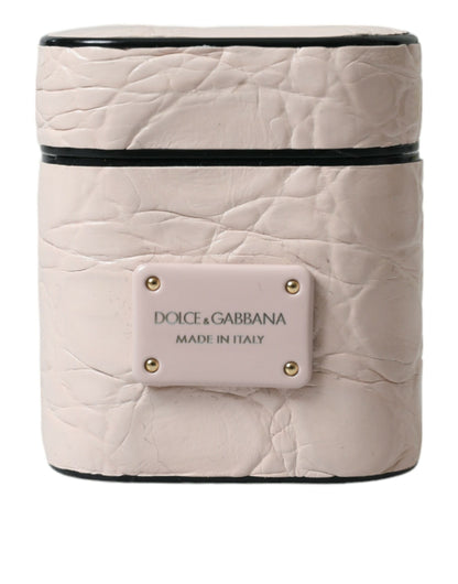 Dolce &amp; Gabbana Elegant Light Pink Leather Airpod Case