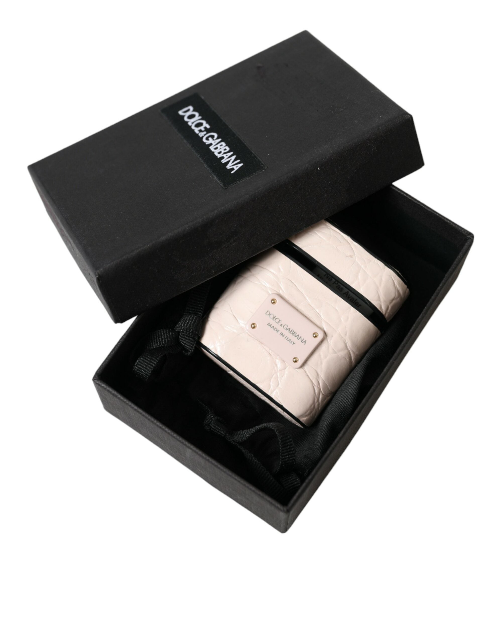 Dolce &amp; Gabbana Elegant Light Pink Leather Airpod Case