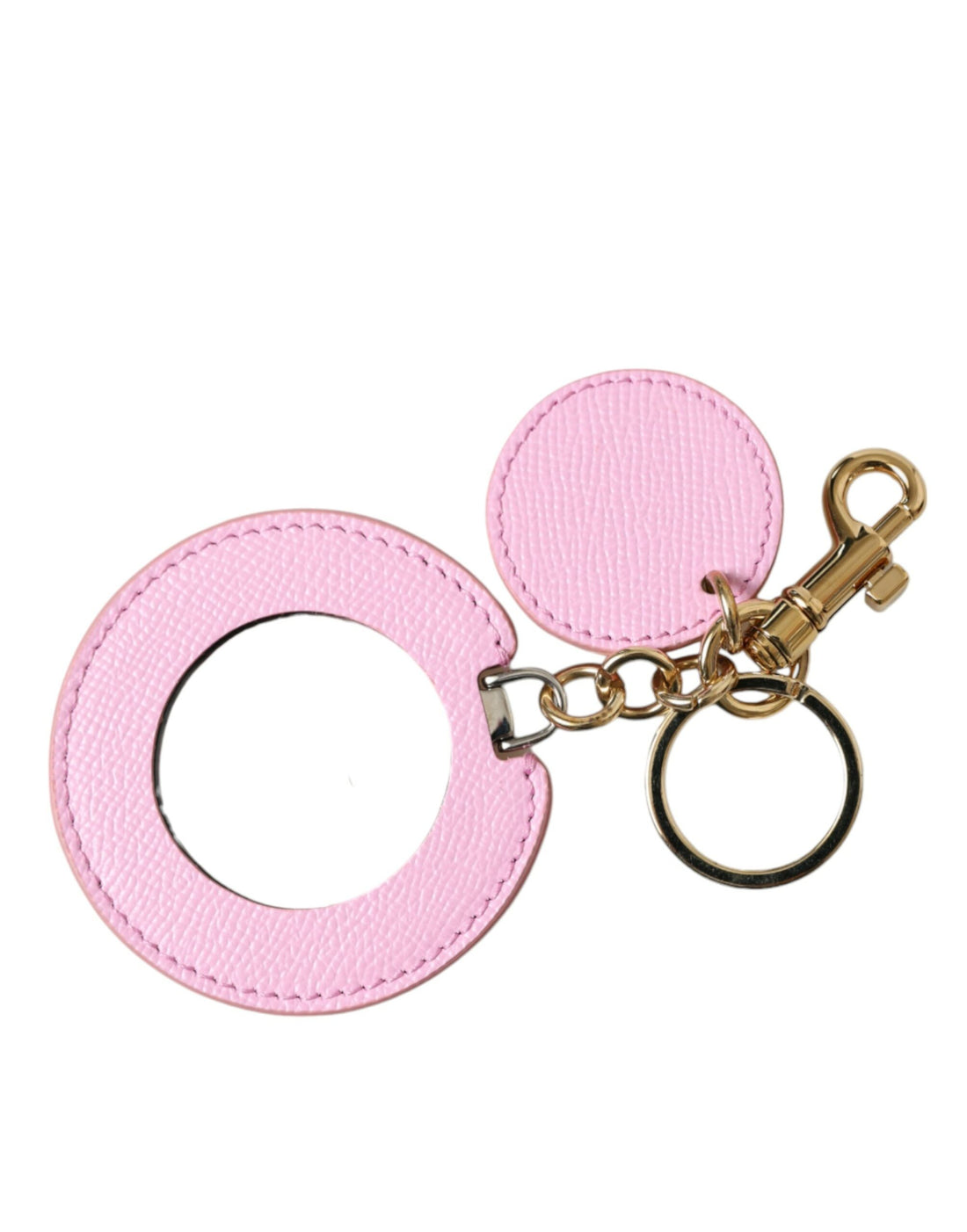 Dolce &amp; Gabbana Elegant Pink Gold Leather Keychain