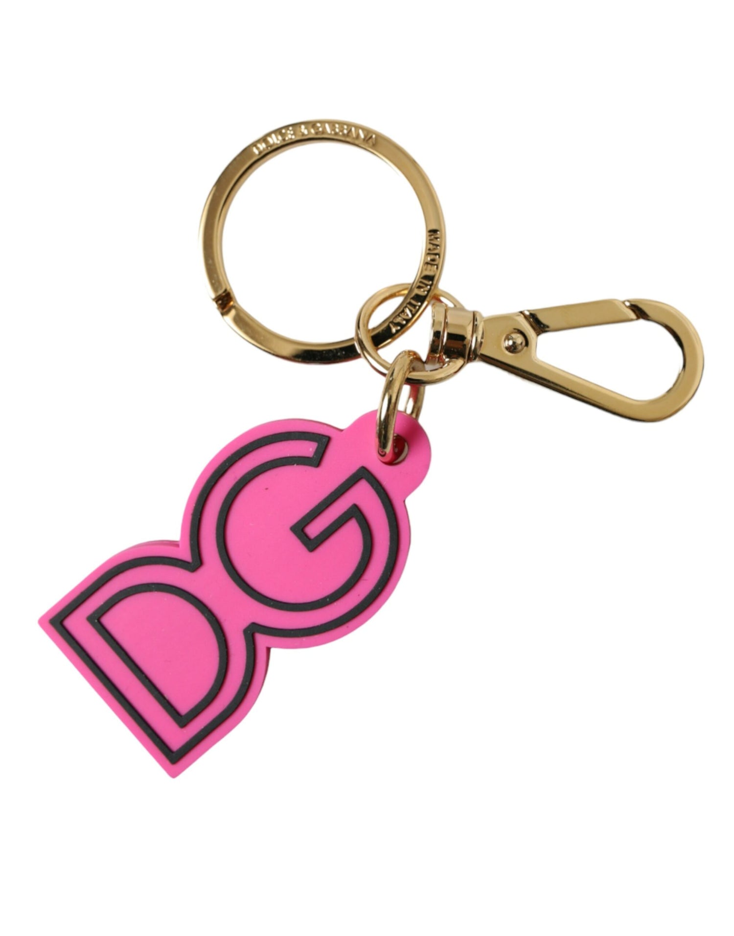 Dolce &amp; Gabbana Chic Gold and Pink Keychain Elegance