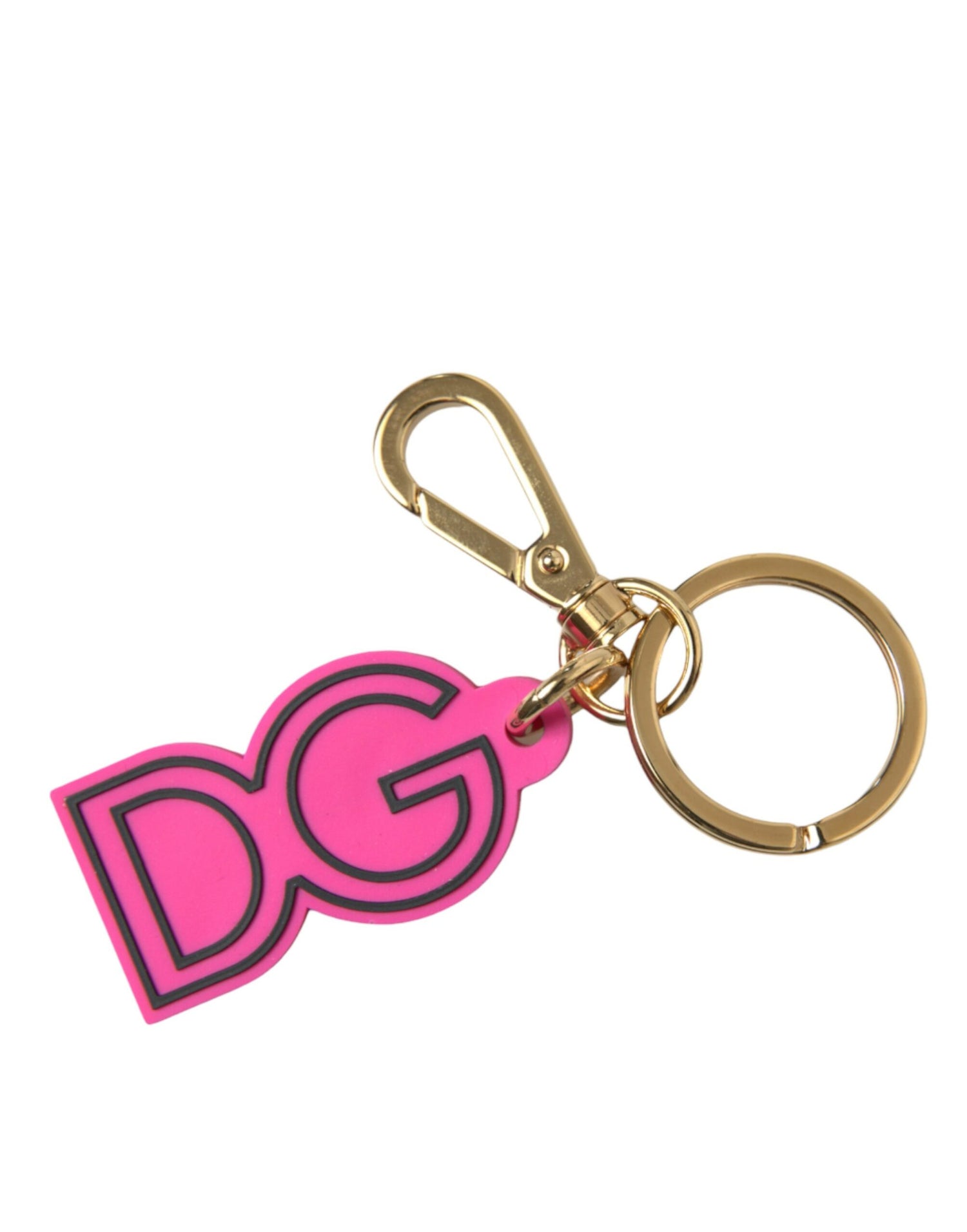 Dolce &amp; Gabbana Chic Gold and Pink Keychain Elegance