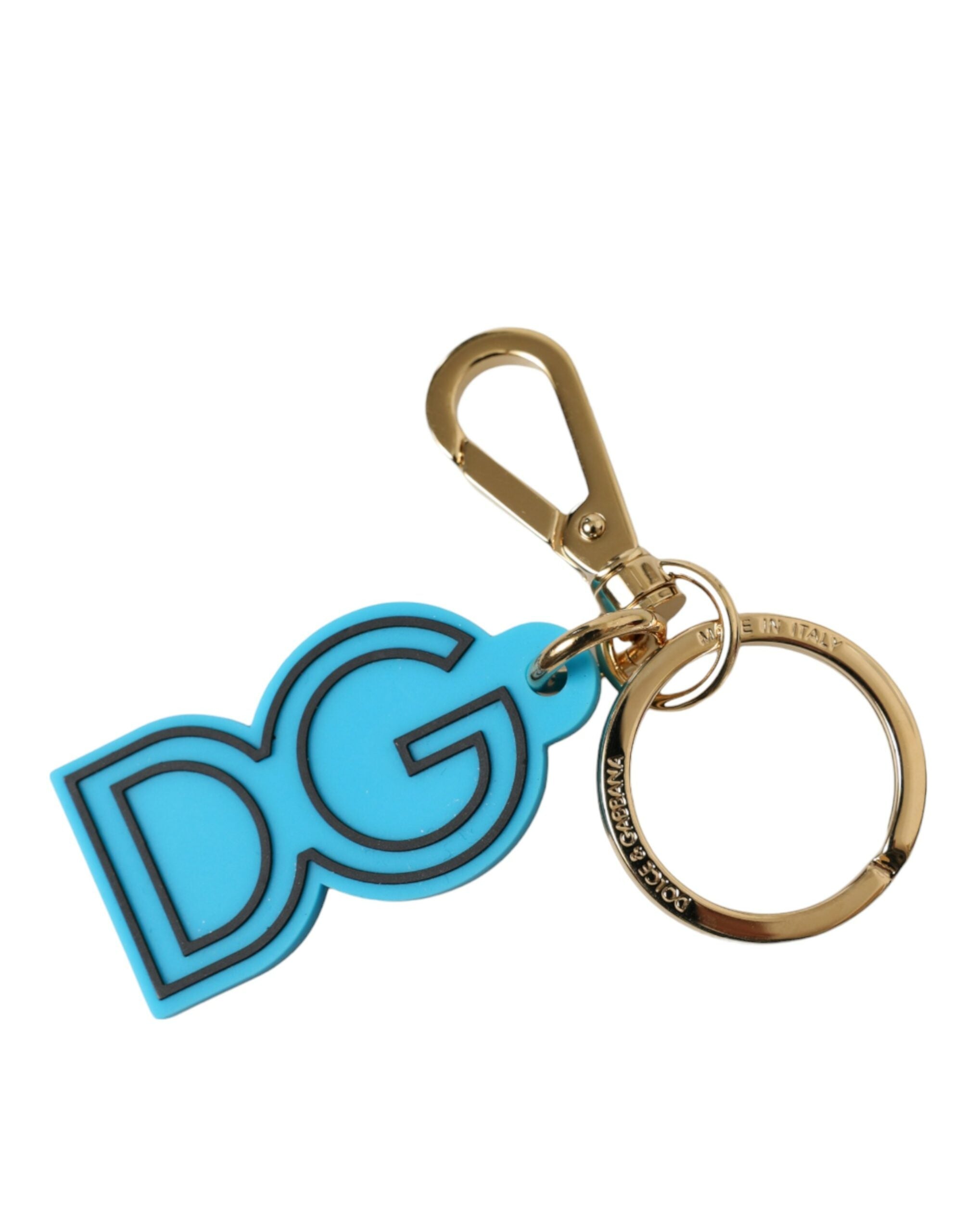 Dolce &amp; Gabbana Elegant Blue Gold Keychain Accessory