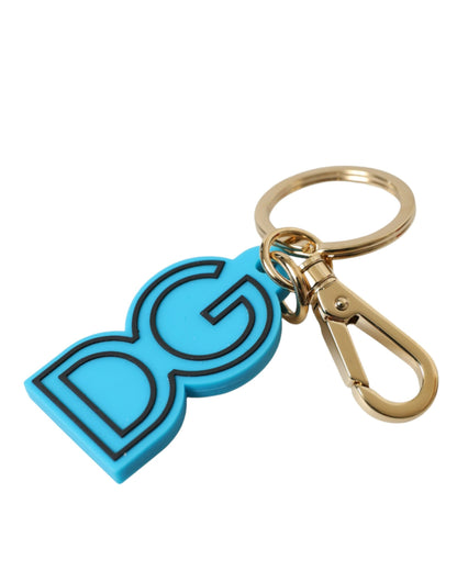 Dolce &amp; Gabbana Elegant Blue Gold Keychain Accessory