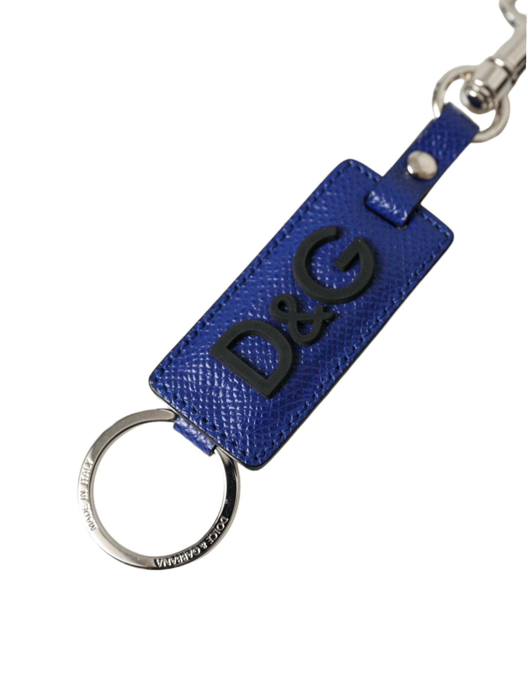 Dolce &amp; Gabbana Elegant Blue Trifold Calf Leather Key Holder