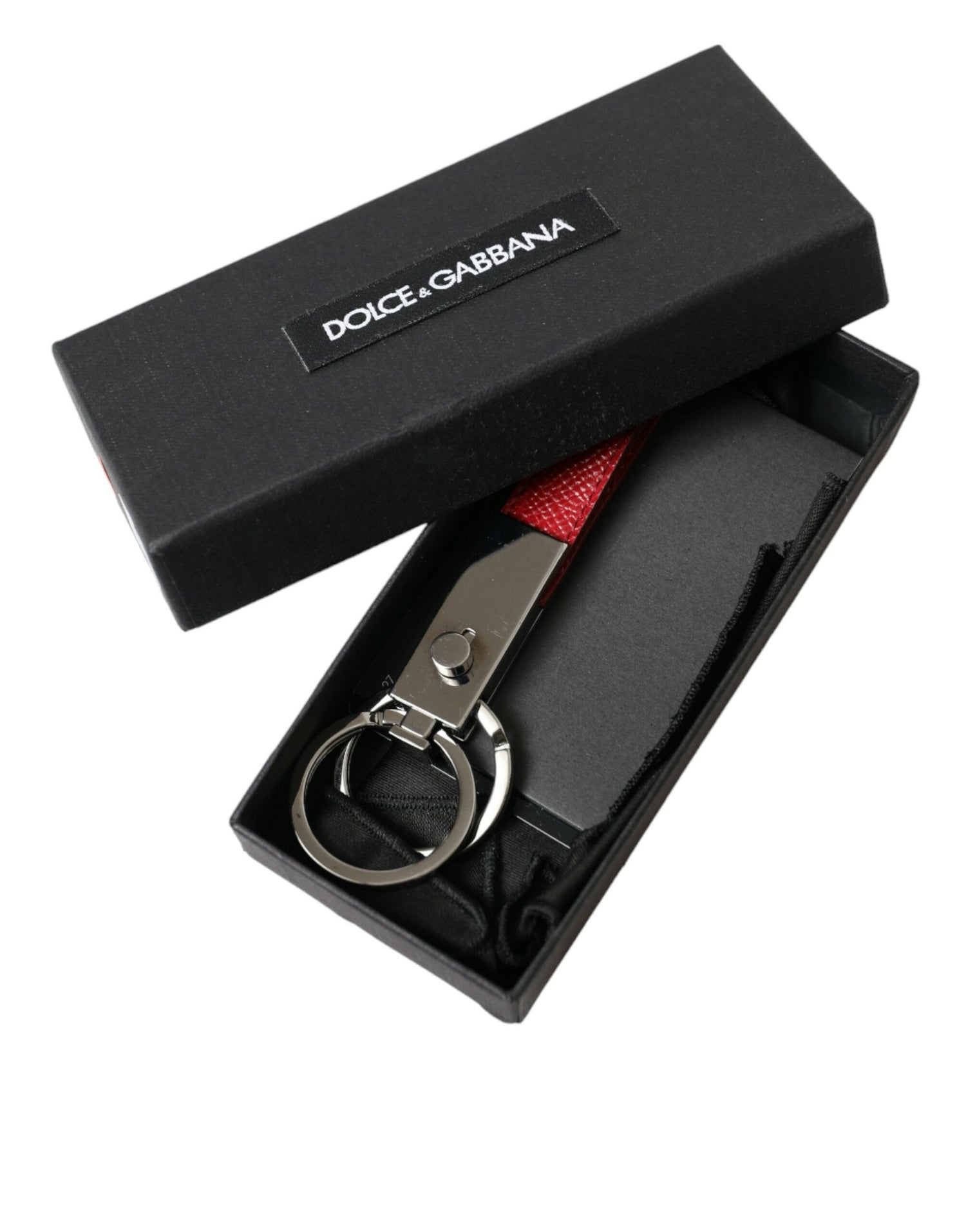 Dolce &amp; Gabbana Elegant Red Leather Trifold Key Holder Case