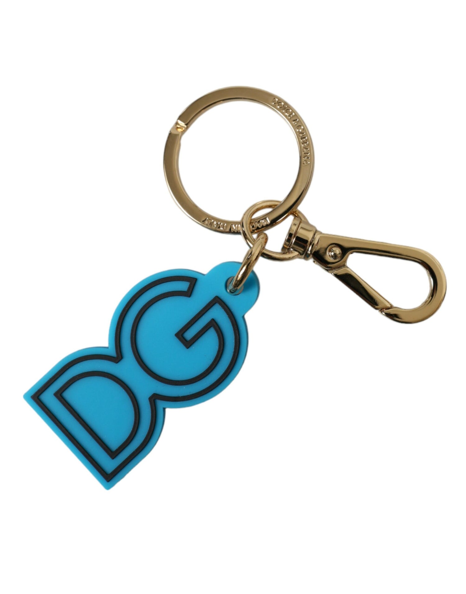 Dolce &amp; Gabbana Elegant Blue &amp; Gold Keychain Accessory