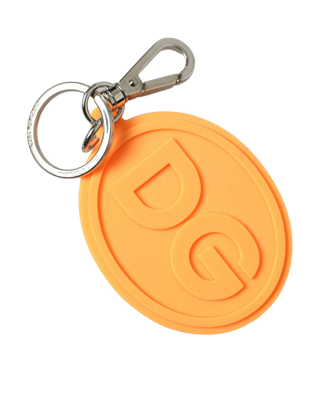 Dolce &amp; Gabbana Elegant Orange Charm Keyring with Silver Detail