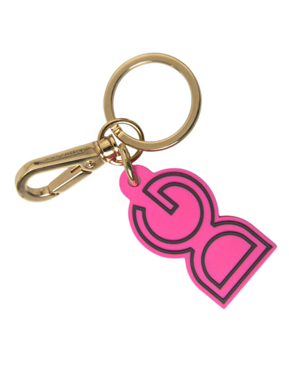 Dolce &amp; Gabbana Chic Gold and Pink Logo Keychain