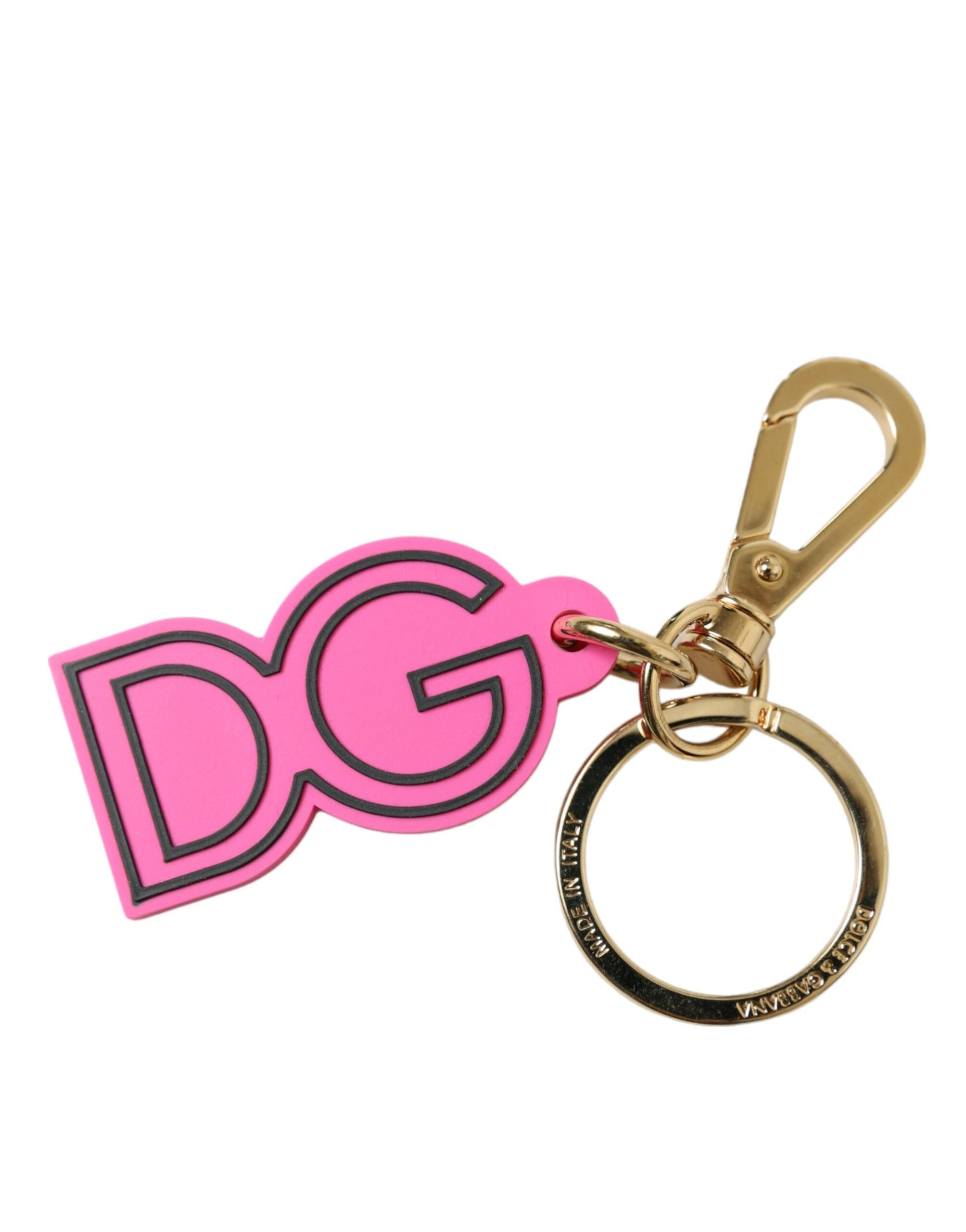 Dolce &amp; Gabbana Chic Gold and Pink Logo Keychain