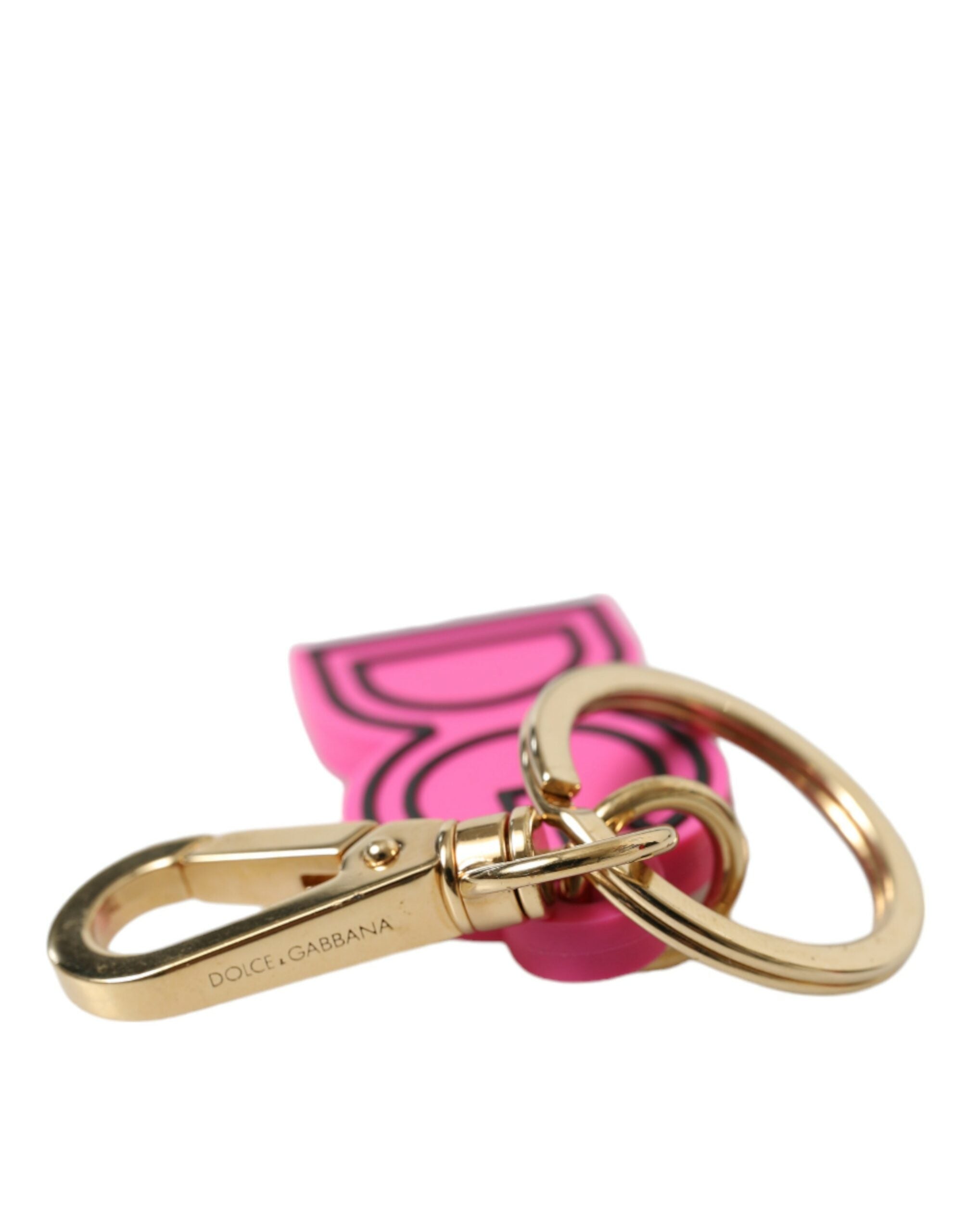 Dolce &amp; Gabbana Chic Gold and Pink Logo Keychain