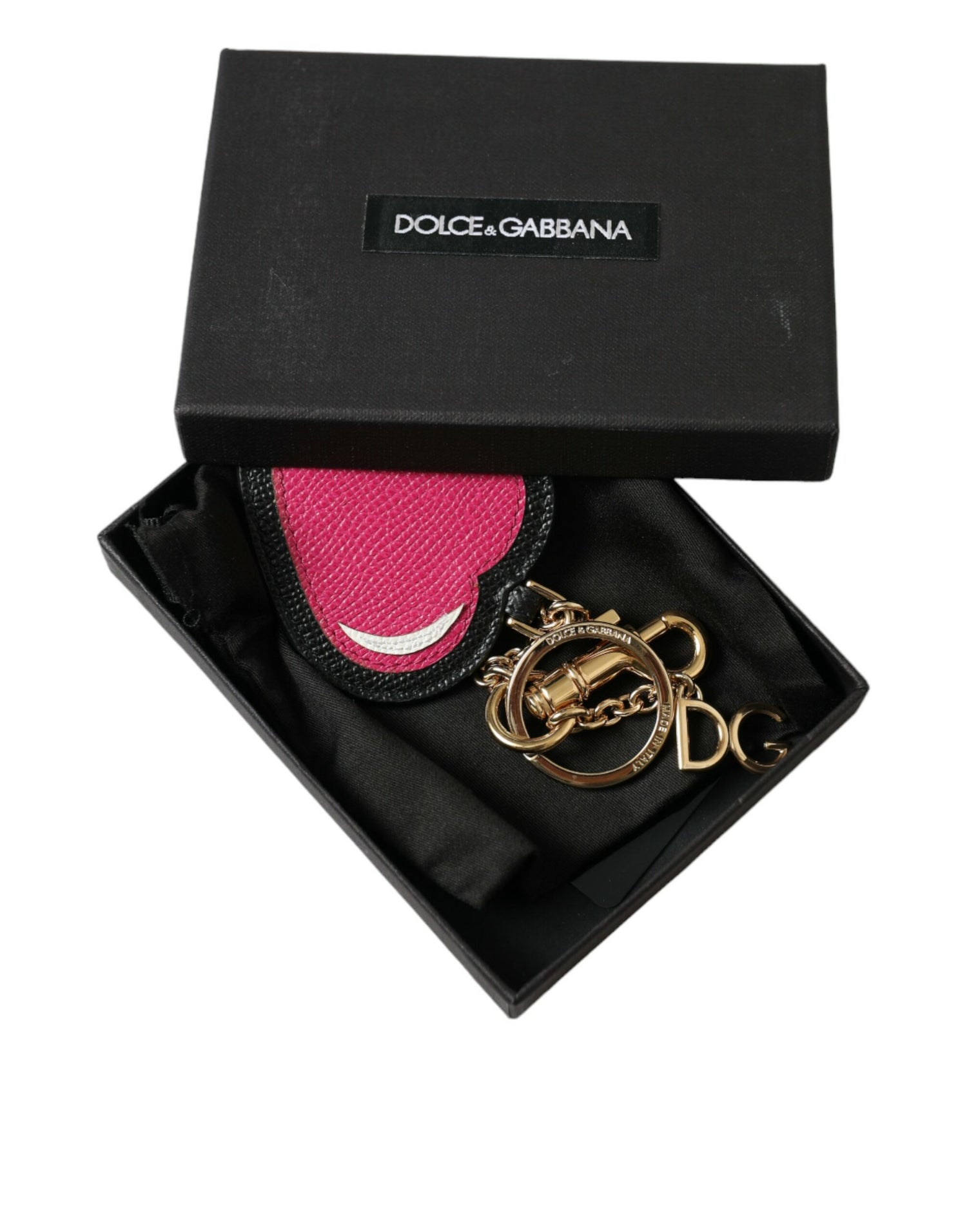 Dolce &amp; Gabbana Stunning Gold and Pink Leather Keychain