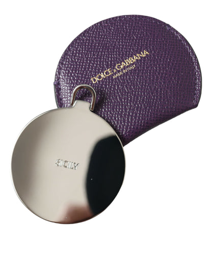 Dolce &amp; Gabbana Elegant Purple Leather Mirror Holder