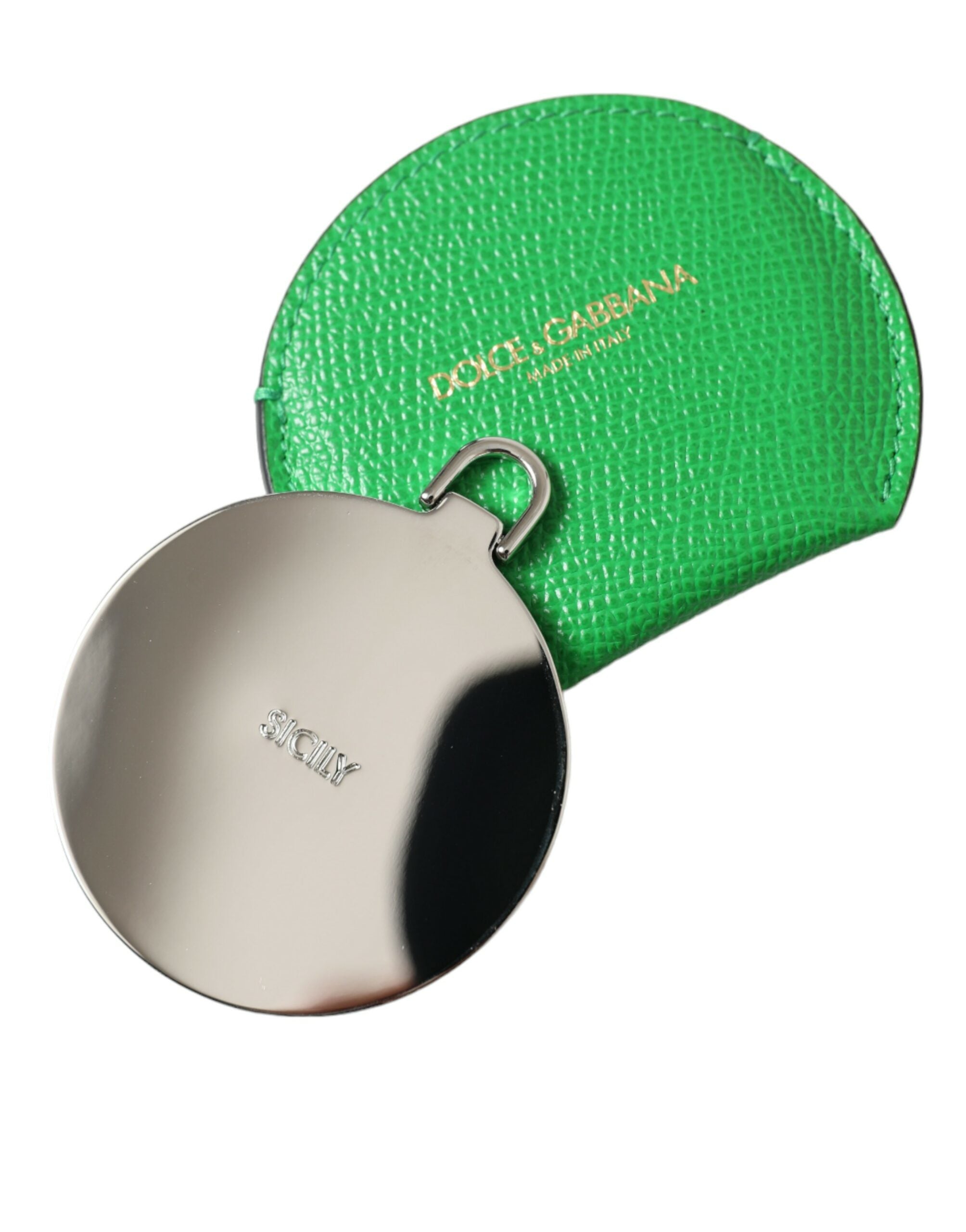 Dolce &amp; Gabbana Emerald Leather Hand Mirror Holder