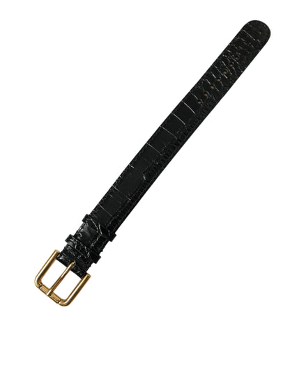 Dolce &amp; Gabbana Elegant Gold Black Leather Bracelet