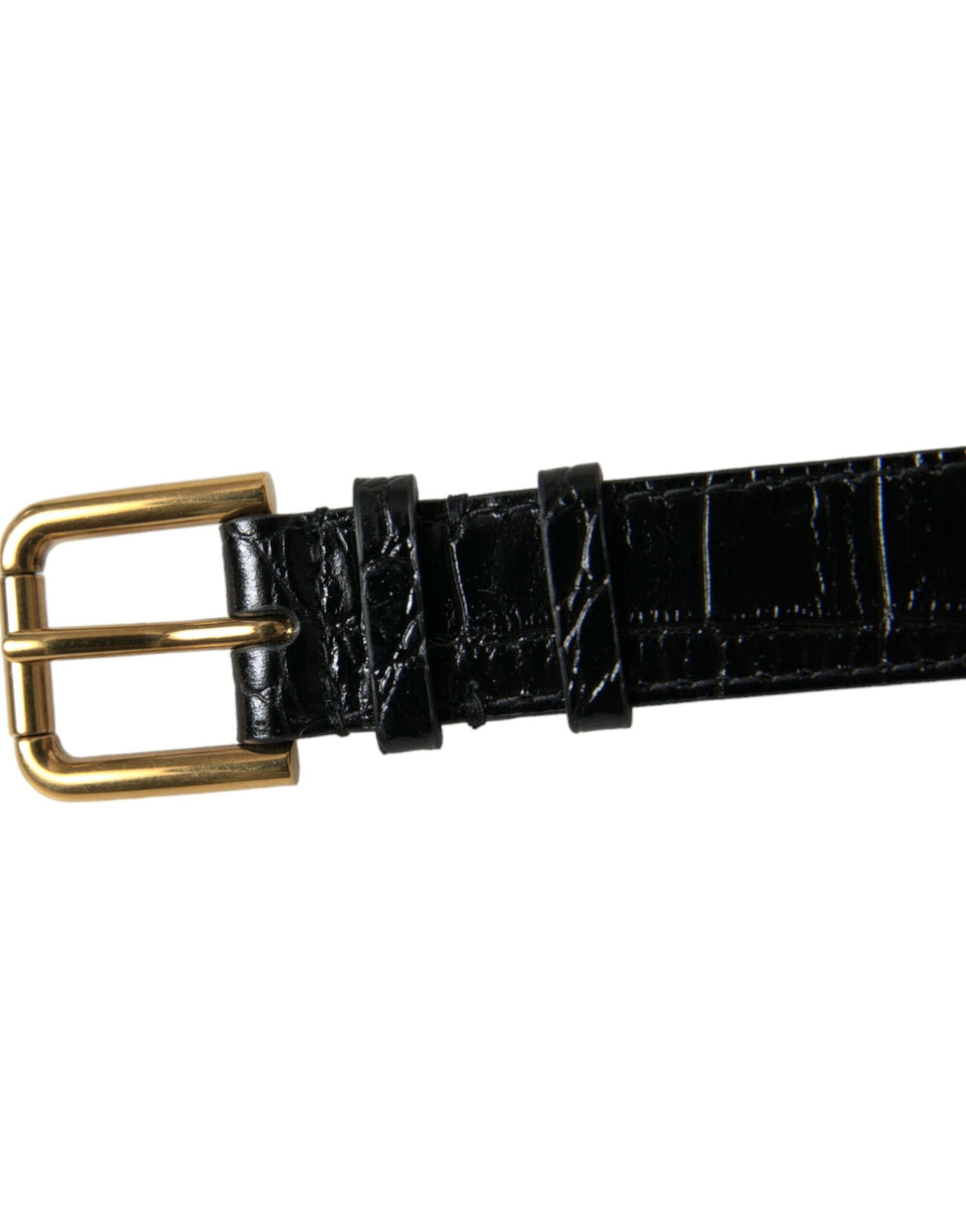 Dolce &amp; Gabbana Elegant Gold Black Leather Bracelet