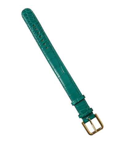 Dolce &amp; Gabbana Elegant Green Leather Neck Band