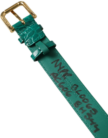 Dolce &amp; Gabbana Elegant Green Leather Neck Band