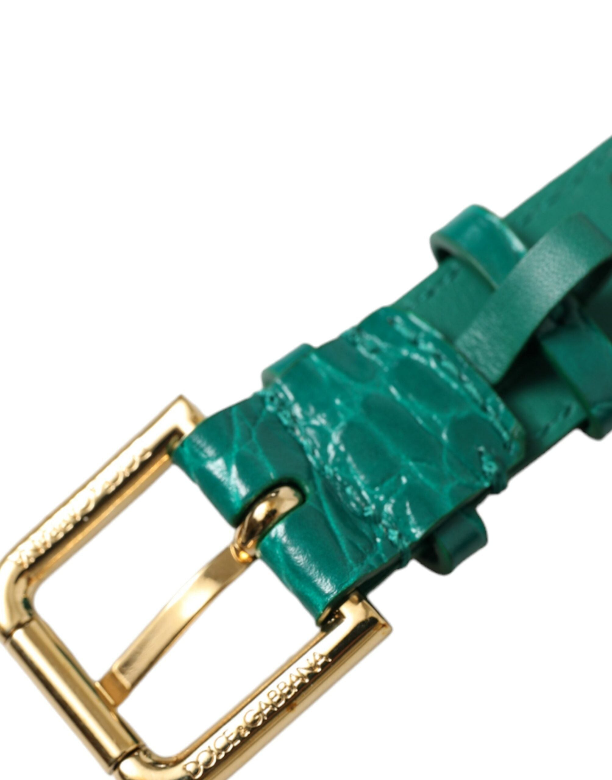 Dolce &amp; Gabbana Elegant Green Leather Neck Band