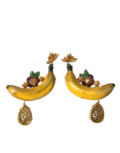 Dolce &amp; Gabbana Chic Clip-on Banana Dangle Earrings