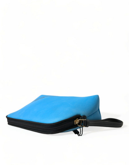 Dolce &amp; Gabbana Elegant Blue Hand Pouch with Strap