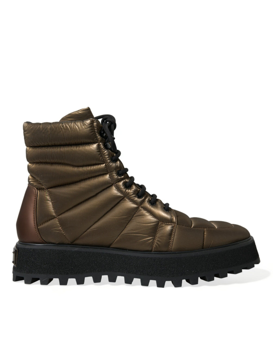 Dolce &amp; Gabbana Bronze Plateau Padded Boots with DG Logo Plate