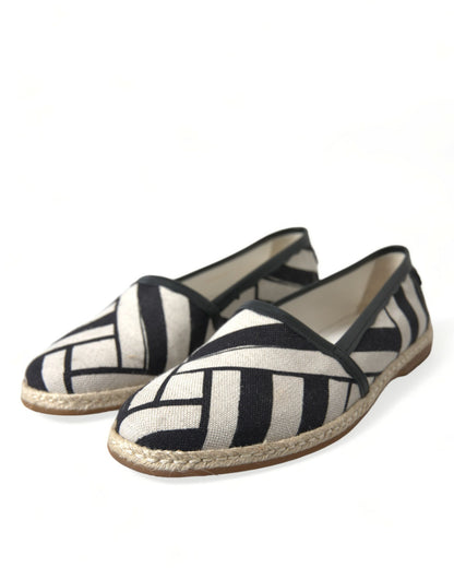 Dolce &amp; Gabbana Chic Striped Luxury Leather Espadrilles