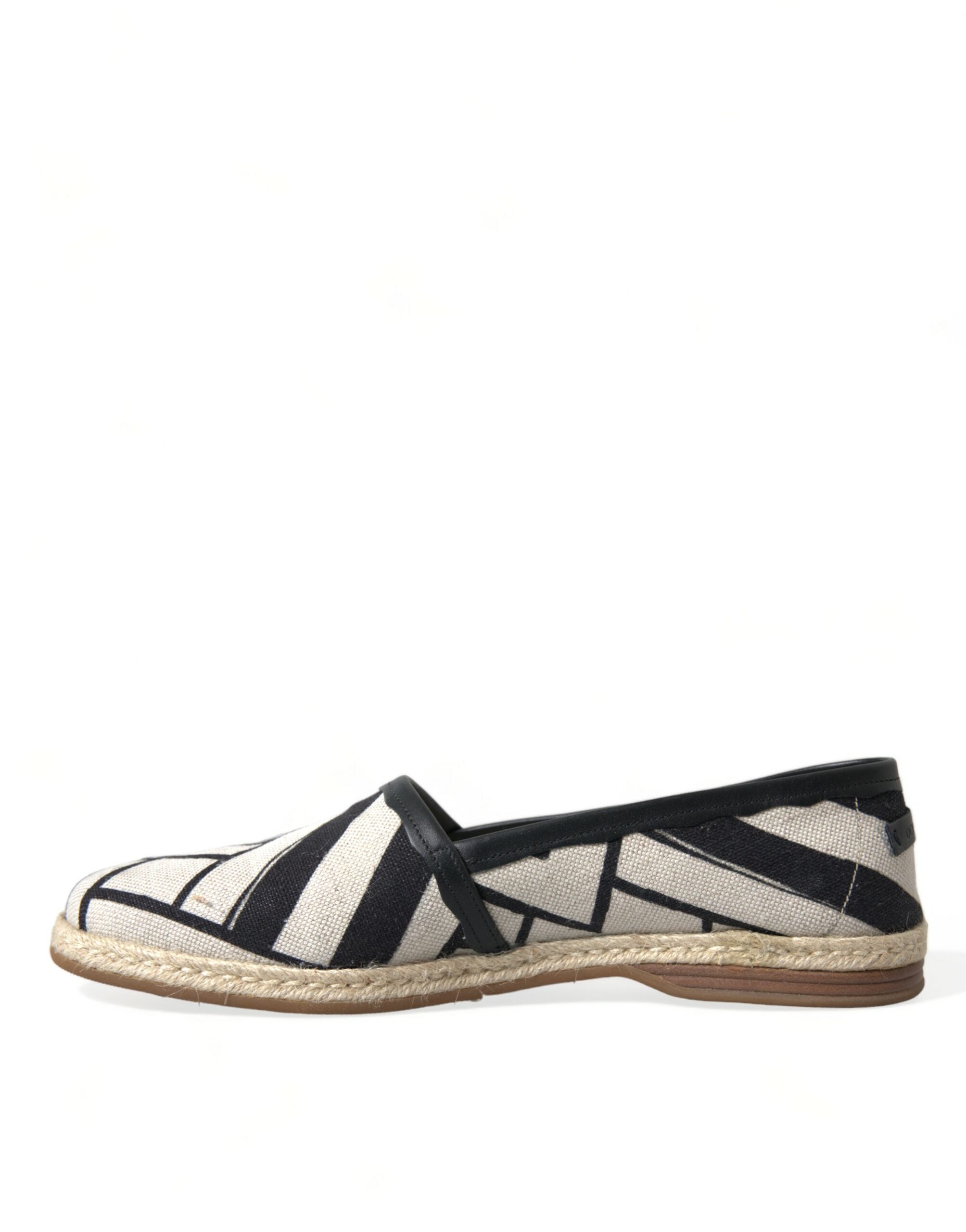 Dolce &amp; Gabbana Chic Striped Luxury Leather Espadrilles