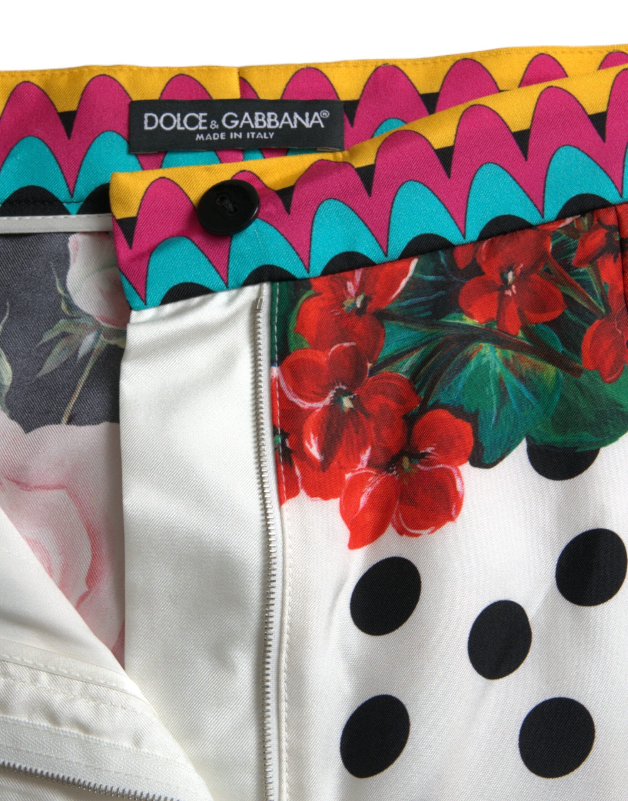 Dolce &amp; Gabbana Multicolor Silk High Waist Hot Pants