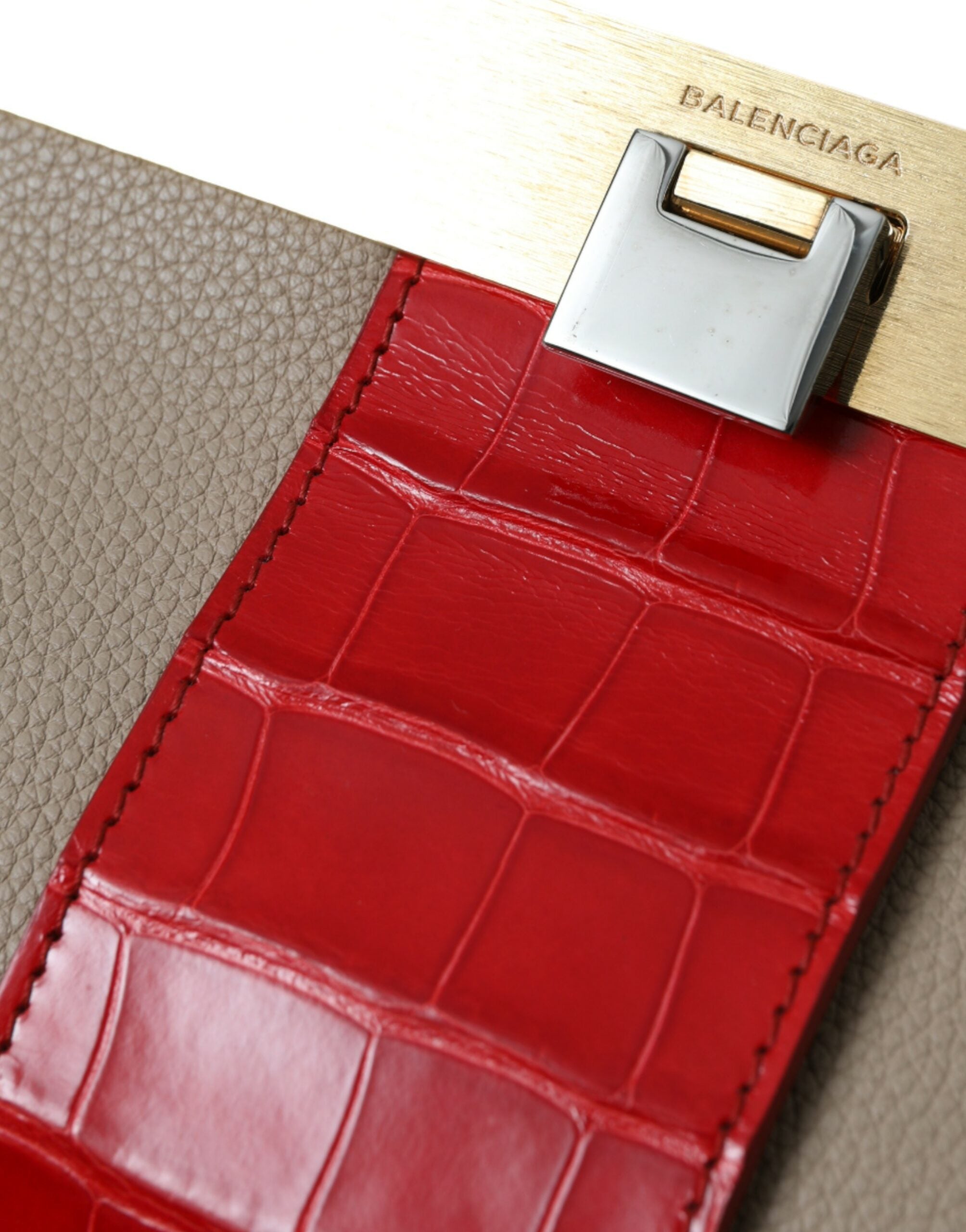 Balenciaga Two Tone Exotic Leather Clutch