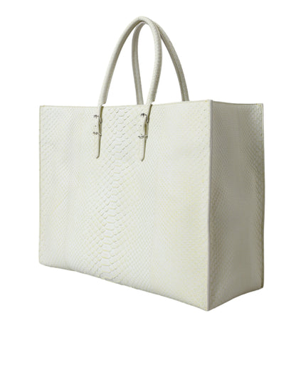 Balenciaga Chic Python Leather Tote in White &amp; Yellow