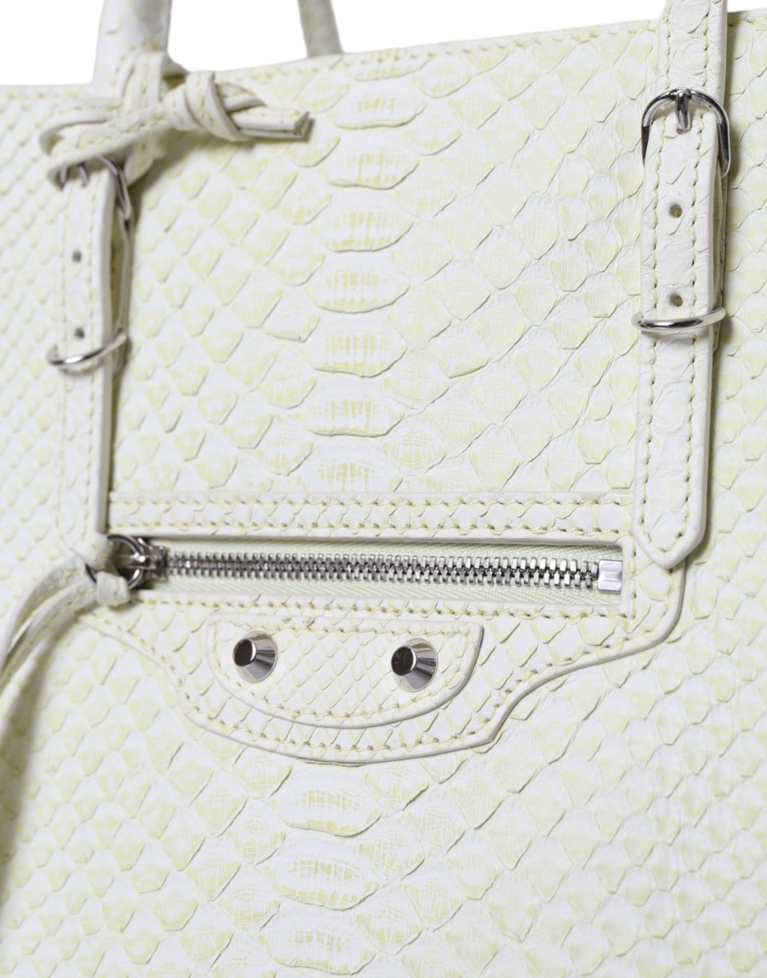 Balenciaga Chic Python Leather Tote in White &amp; Yellow