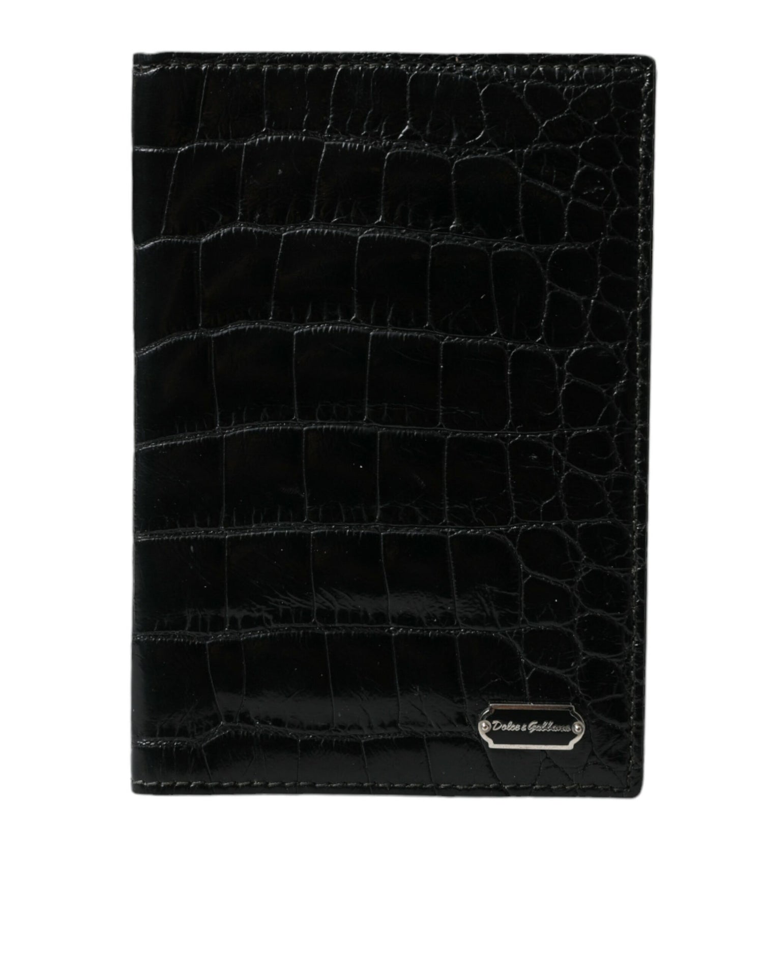 Dolce &amp; Gabbana Black Exotic Skin Leather Long Bifold Passport Holder