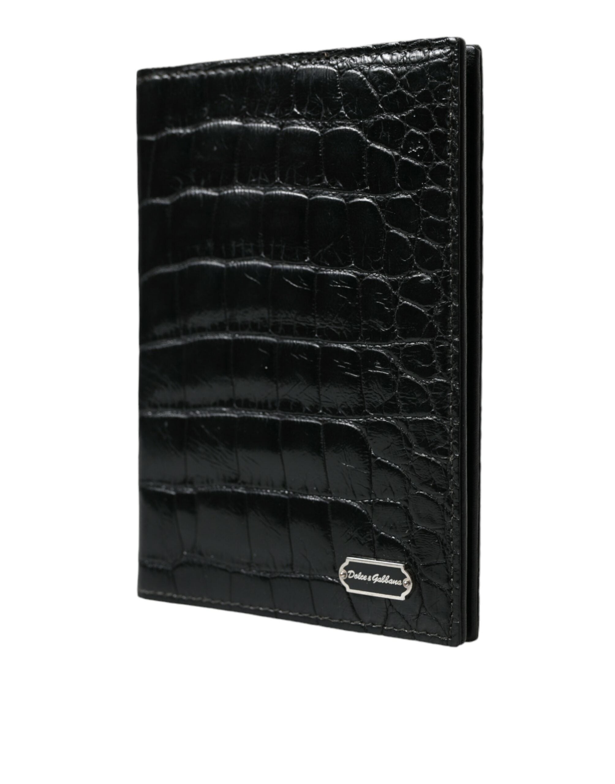 Dolce &amp; Gabbana Black Exotic Skin Leather Long Bifold Passport Holder