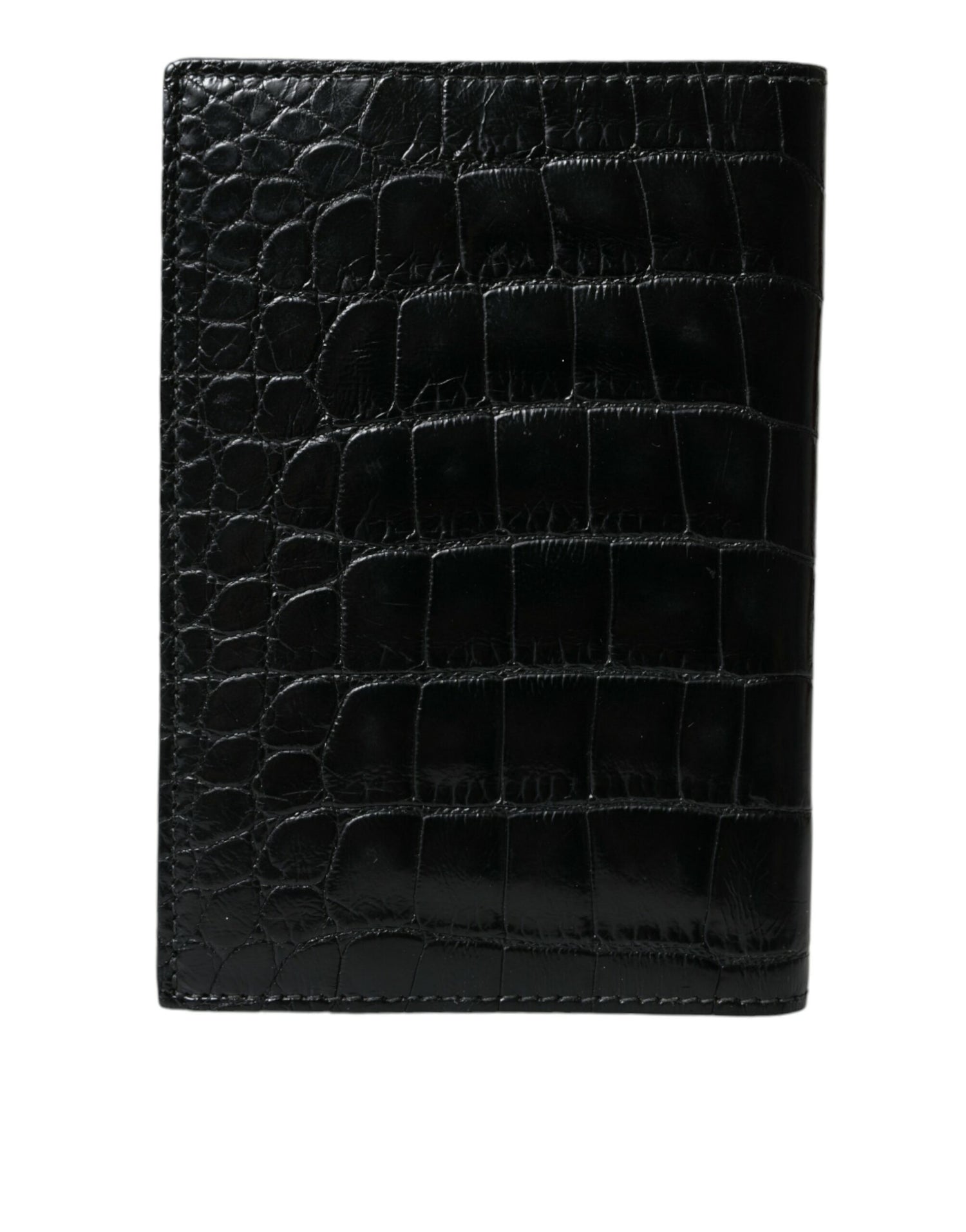 Dolce &amp; Gabbana Black Exotic Skin Leather Long Bifold Passport Holder