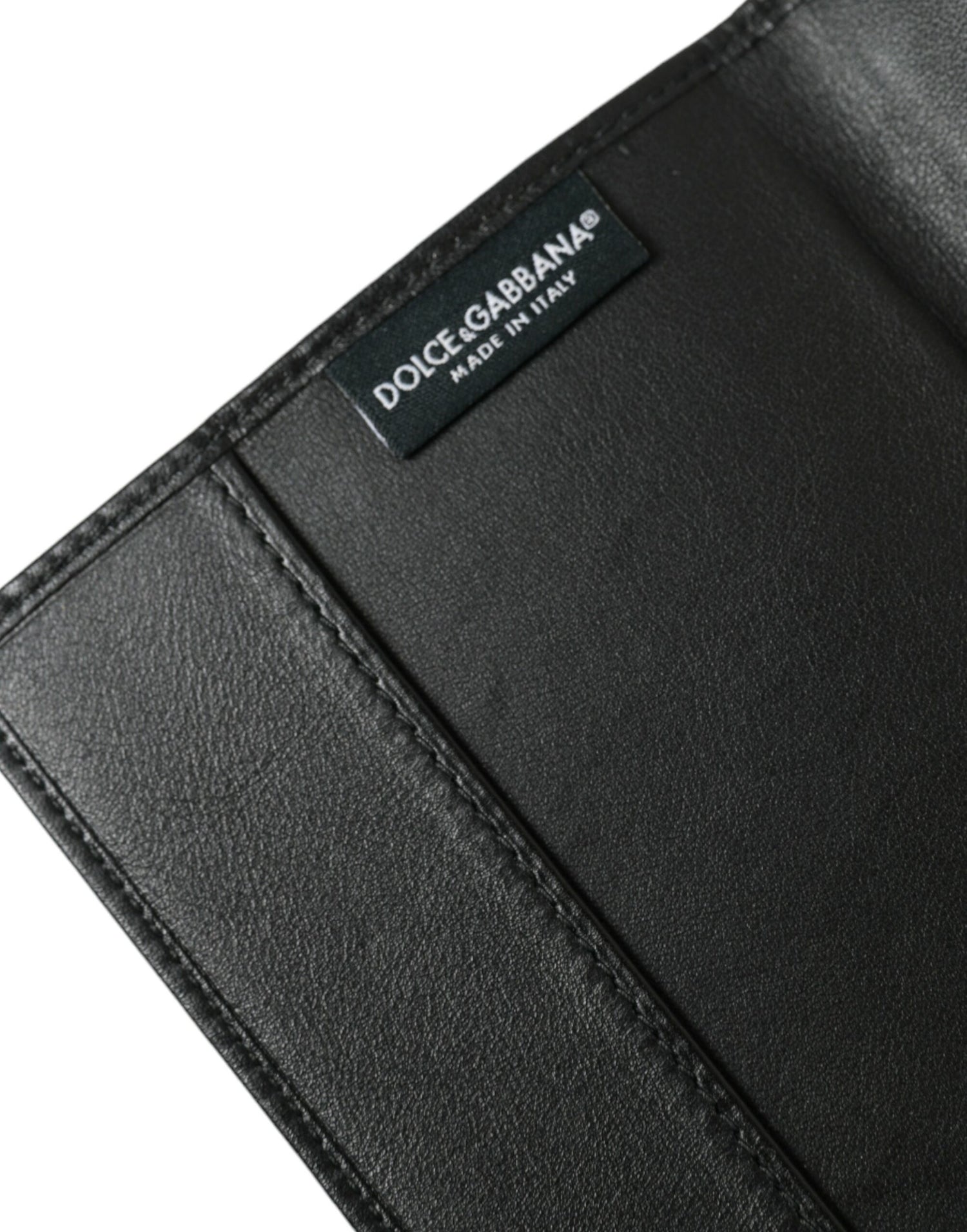 Dolce &amp; Gabbana Black Exotic Skin Leather Long Bifold Passport Holder