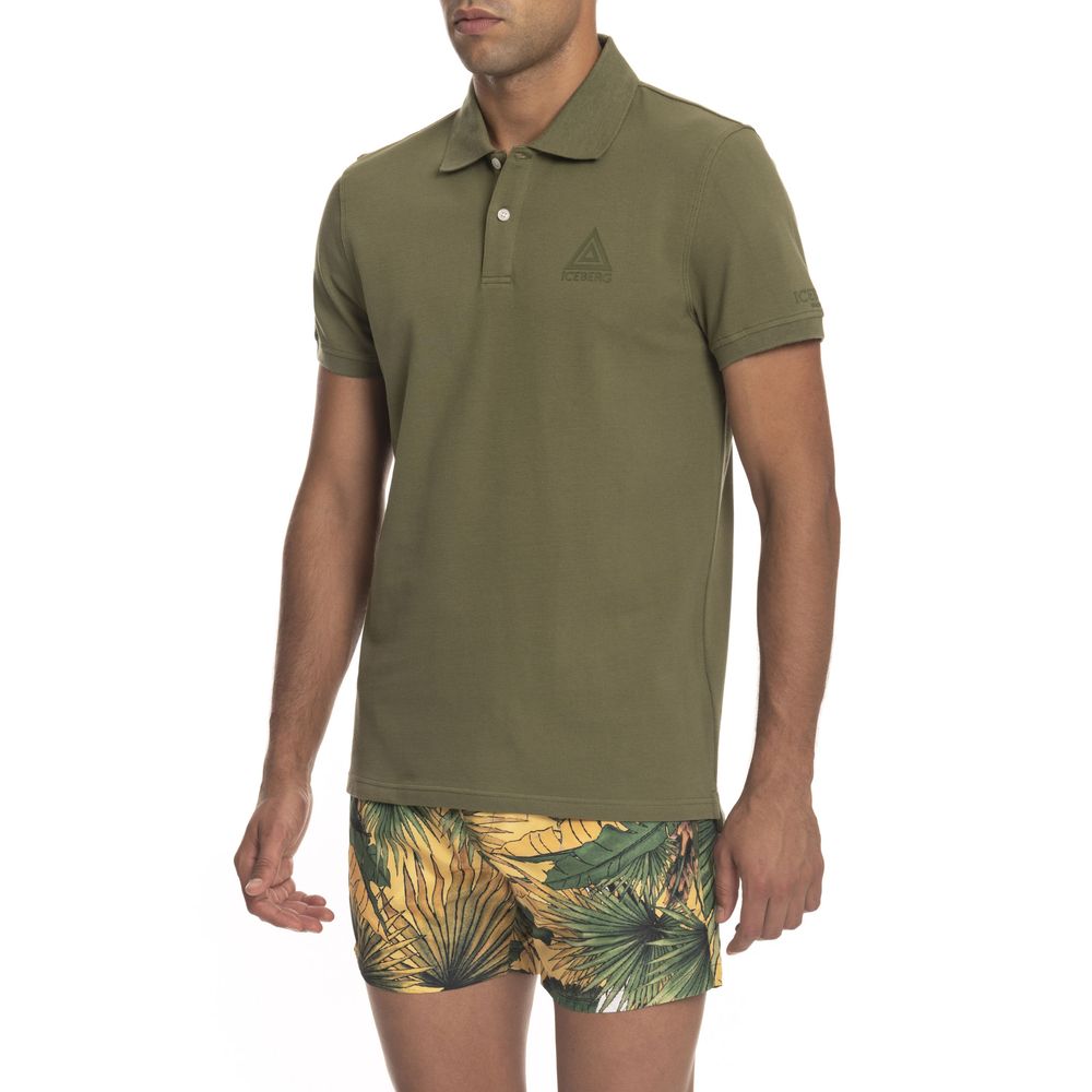 Iceberg Green Cotton Men Polo