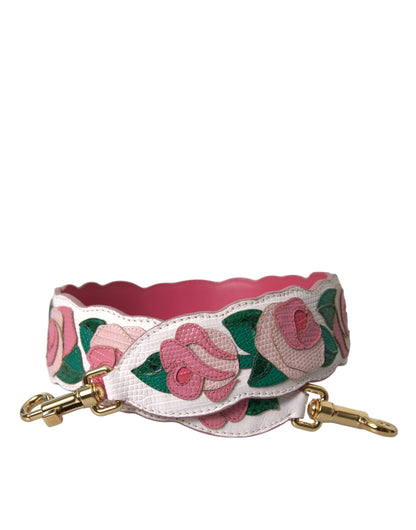 Dolce &amp; Gabbana White Floral Leather Accessory Shoulder Strap