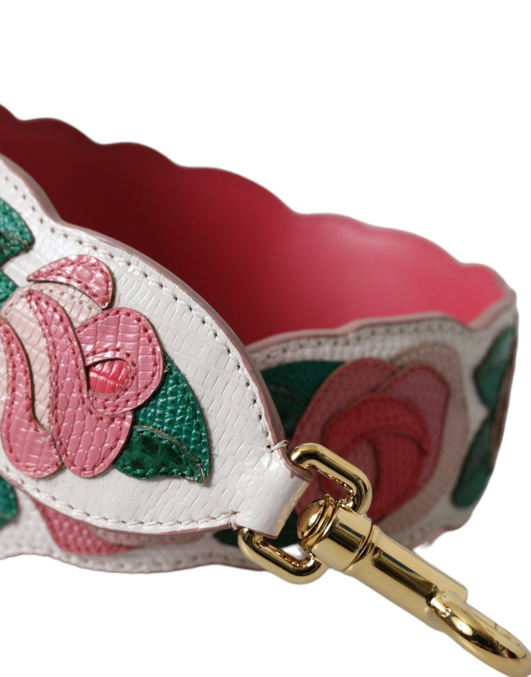 Dolce &amp; Gabbana White Floral Leather Accessory Shoulder Strap