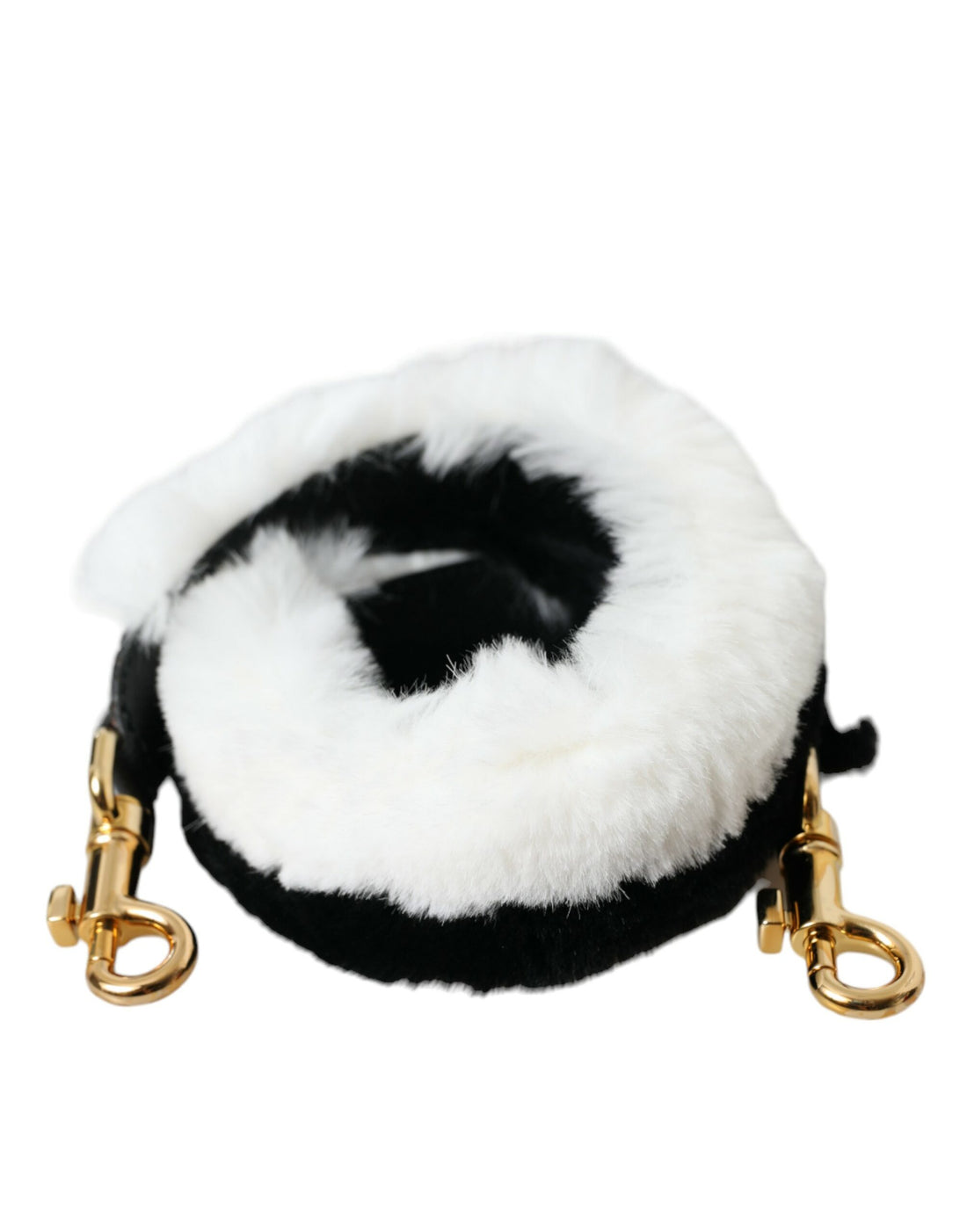 Dolce &amp; Gabbana Black White Lapin Fur Accessory Shoulder Strap