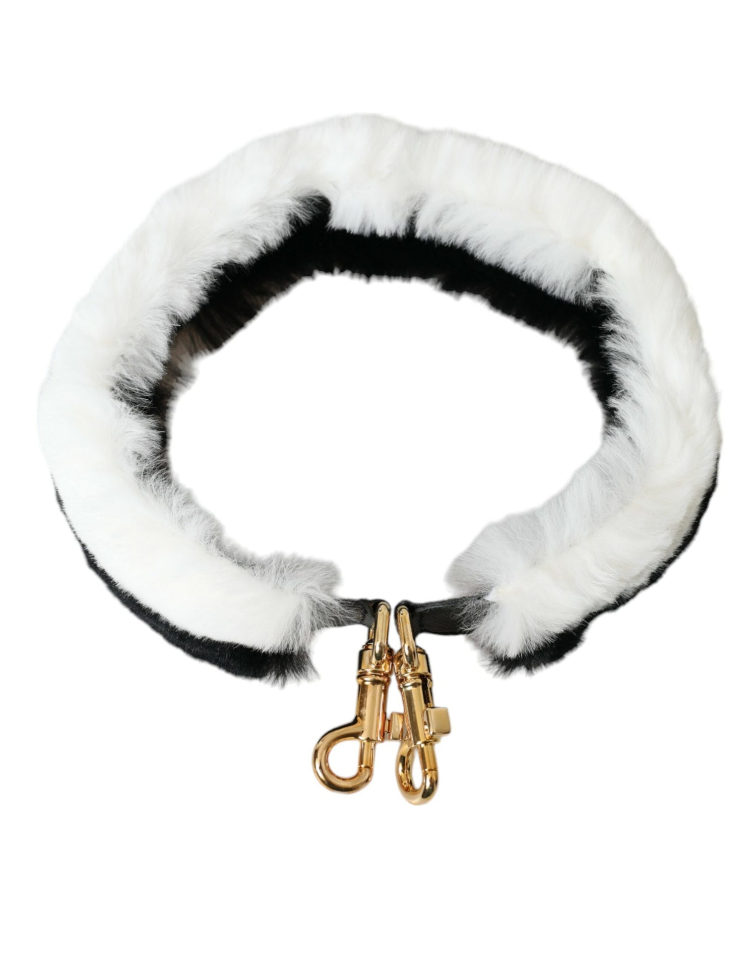 Dolce &amp; Gabbana Black White Lapin Fur Accessory Shoulder Strap