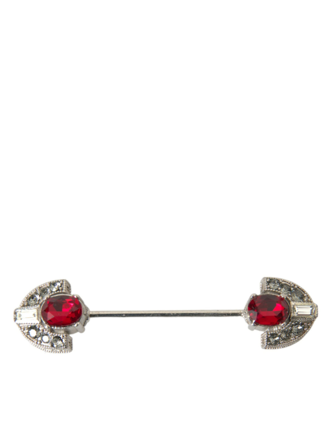 Dolce &amp; Gabbana 925 Sterling Silver Crystals Pin Collar Brooch