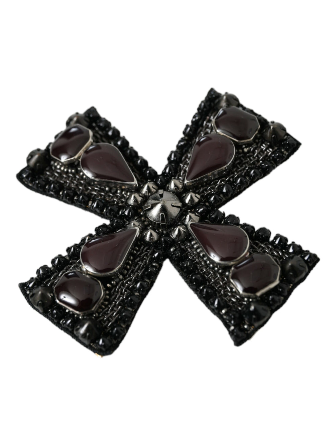 Dolce &amp; Gabbana Black Crystals Embellished Cross Pin Brooch