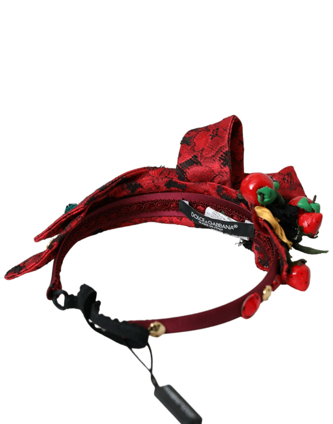 Dolce &amp; Gabbana Red Cherry Sicily Embellished Women Hairband Diadem