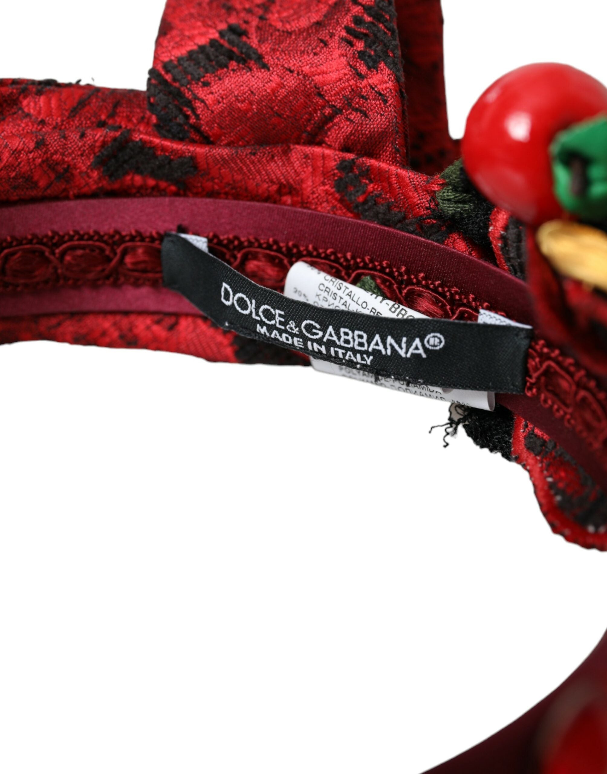 Dolce &amp; Gabbana Red Cherry Sicily Embellished Women Hairband Diadem