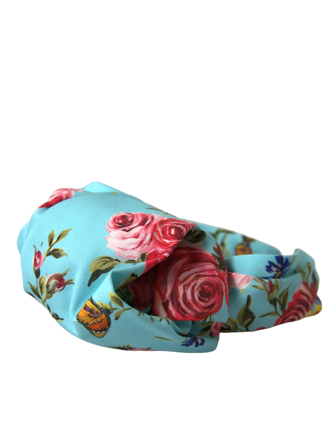 Dolce &amp; Gabbana Turquoise Floral Applique Silk Women Headband Diadem