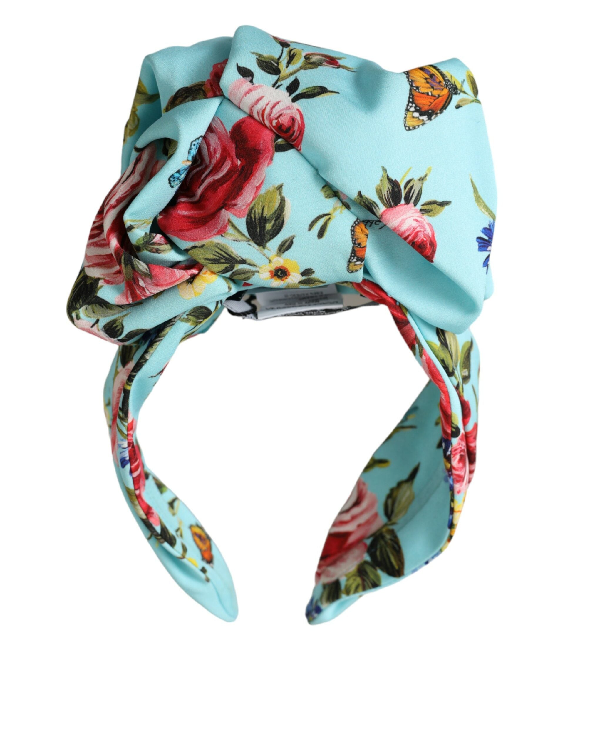 Dolce &amp; Gabbana Turquoise Floral Applique Silk Women Headband Diadem