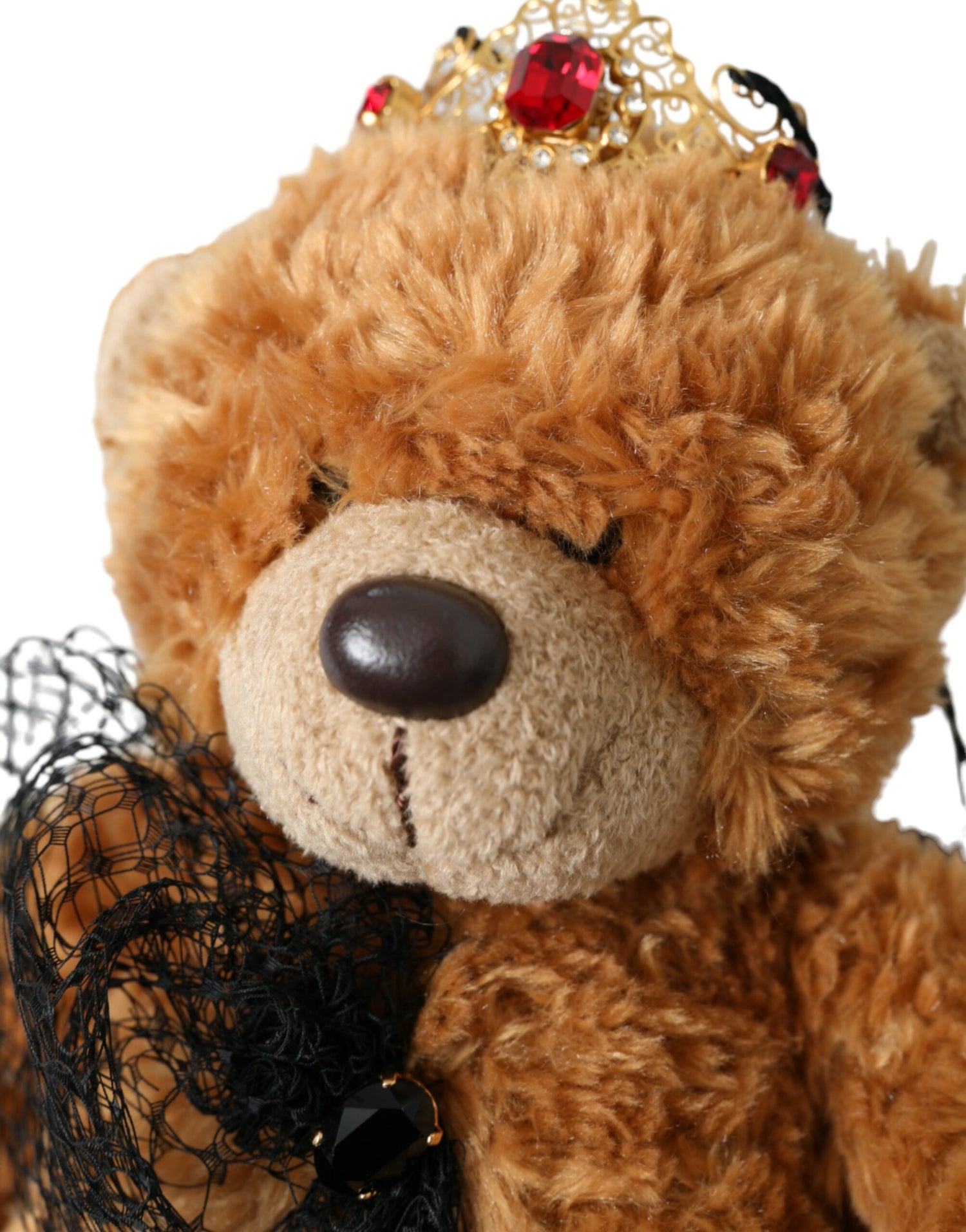 Dolce &amp; Gabbana Brown Teddy Bear Gold Crystal Crown Hair Band Diadem