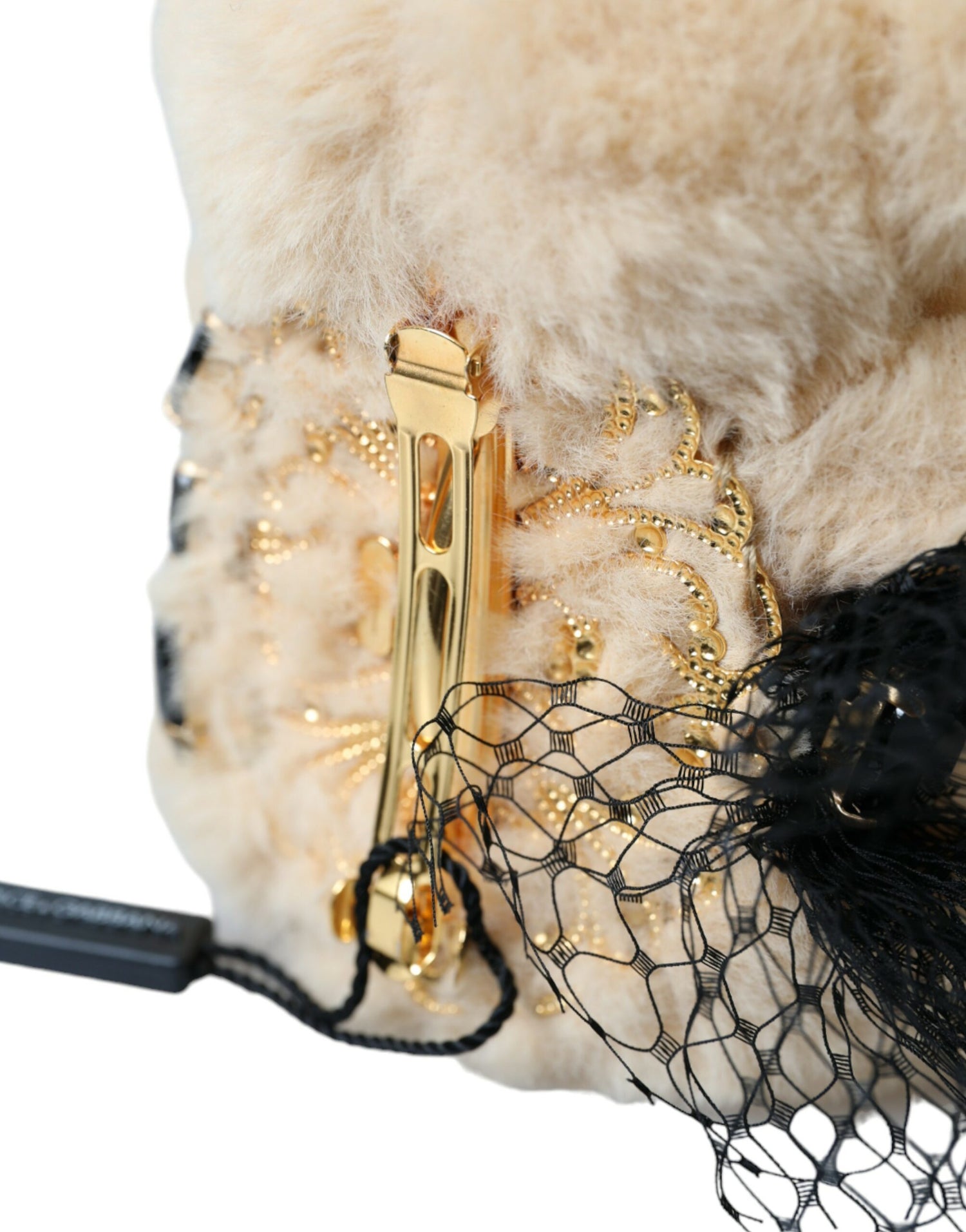 Dolce &amp; Gabbana Beige Teddy Bear Mesh Net Band Hair Clip