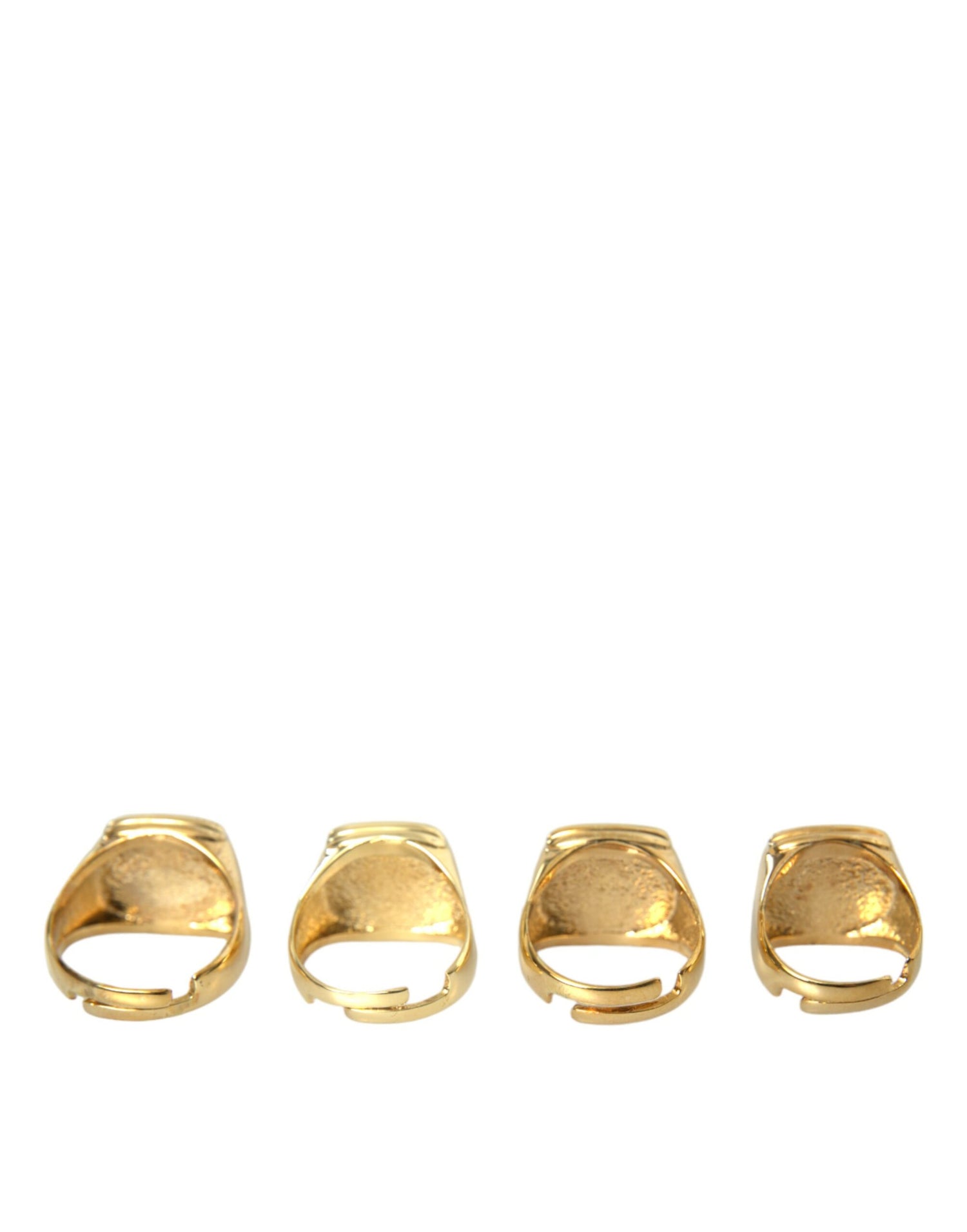 Dolce &amp; Gabbana Gold Brass KING Enamel Set of 4 Ring